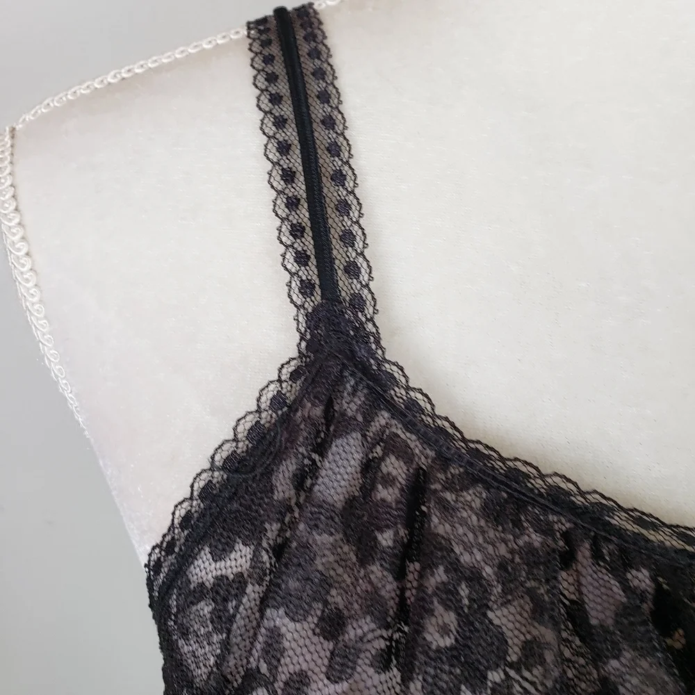 Vintage Van Roalte Radcliffe Lace Negligee Set Nightie and Robe S Black EUC - Picture 10 of 16